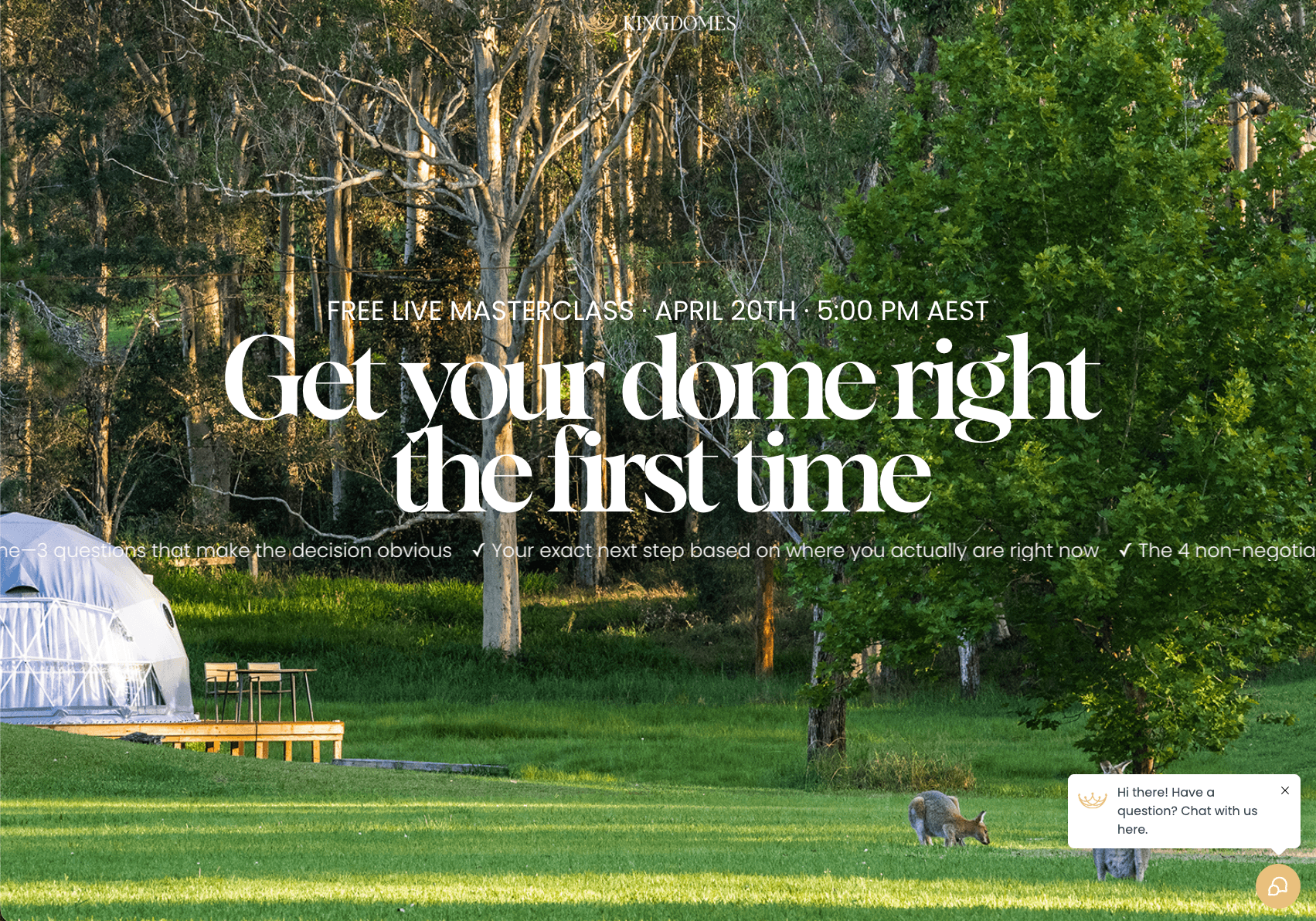 The masterclass landing page