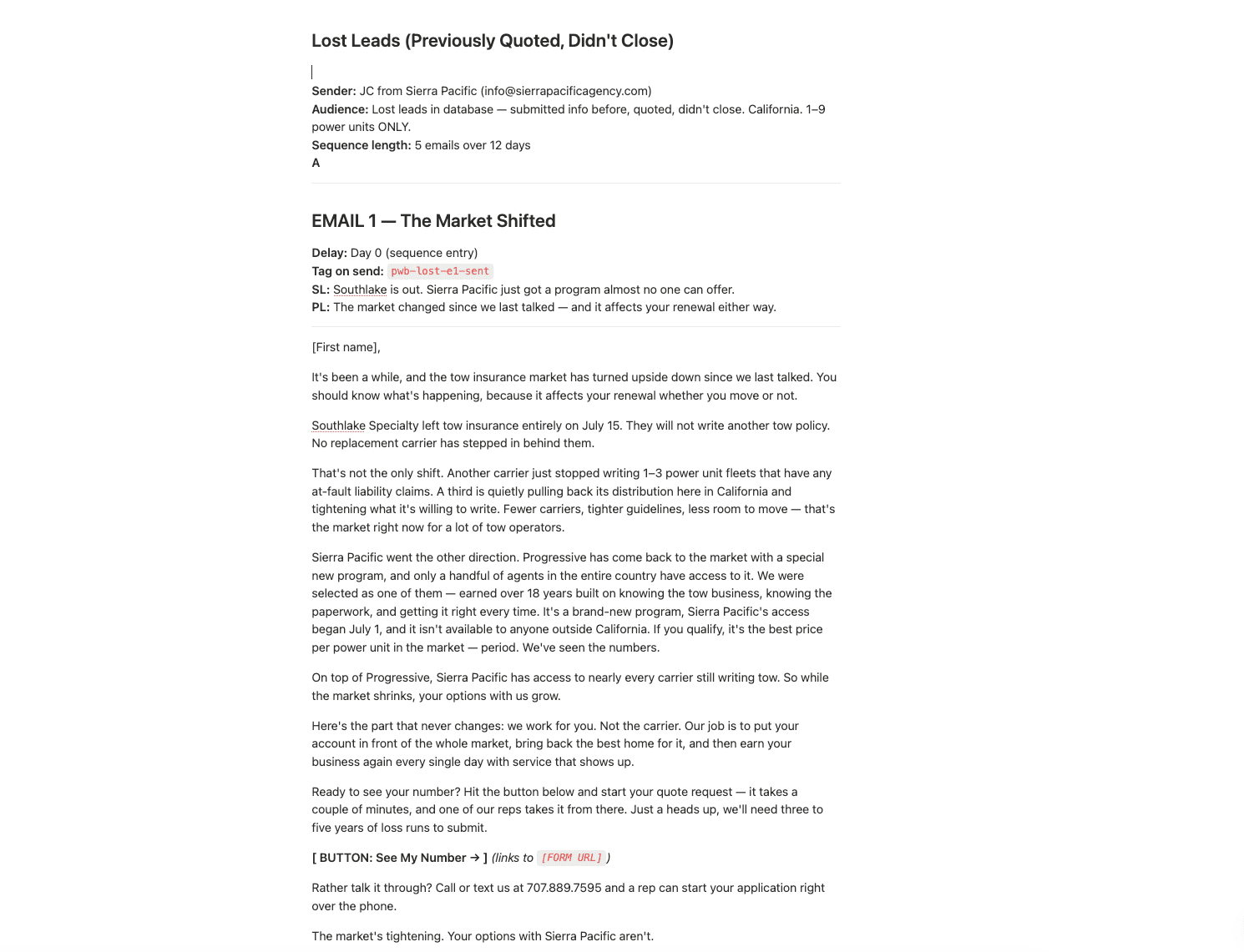 Email campaign, track two