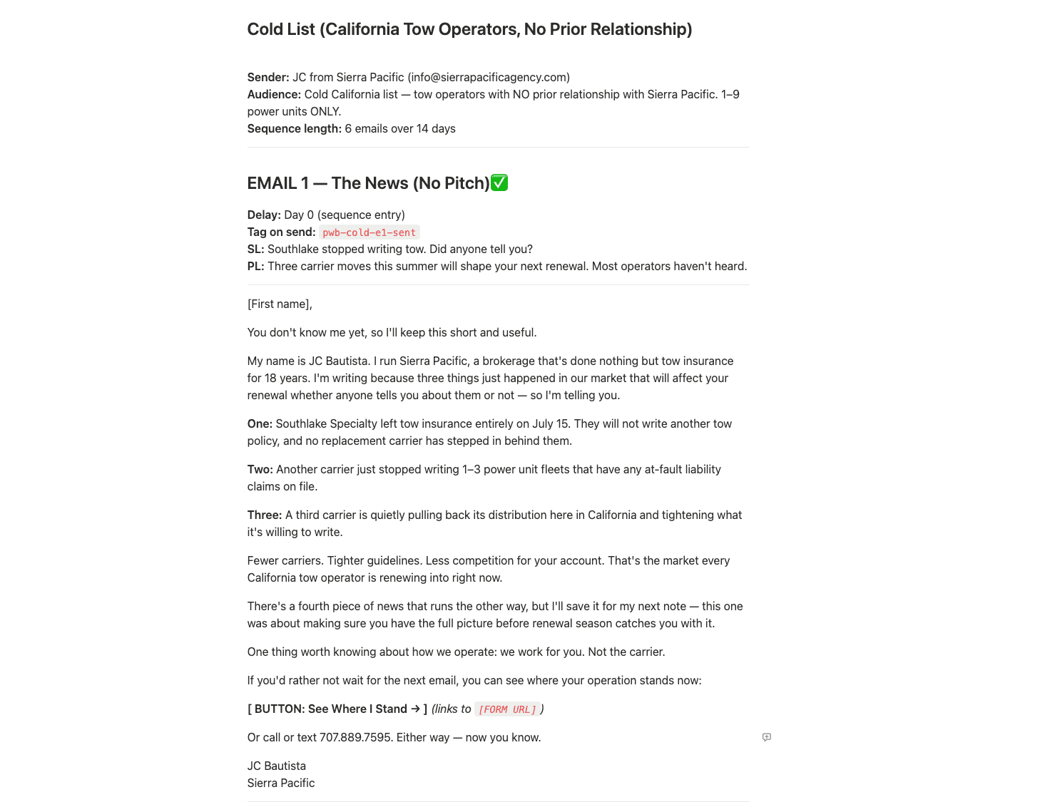 Insurance campaign emails with their guardrail rules